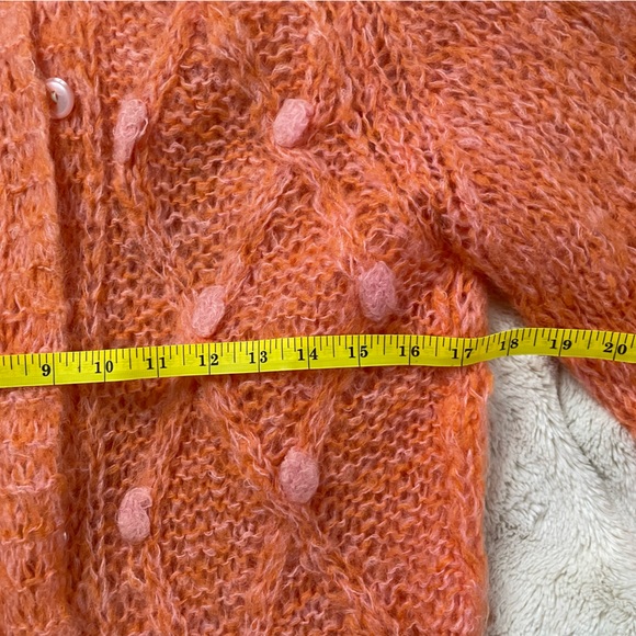 Handmade in Italy Vintage Cardigan in Tangerine orange with Pink Florets sweet! - Picture 6 of 7